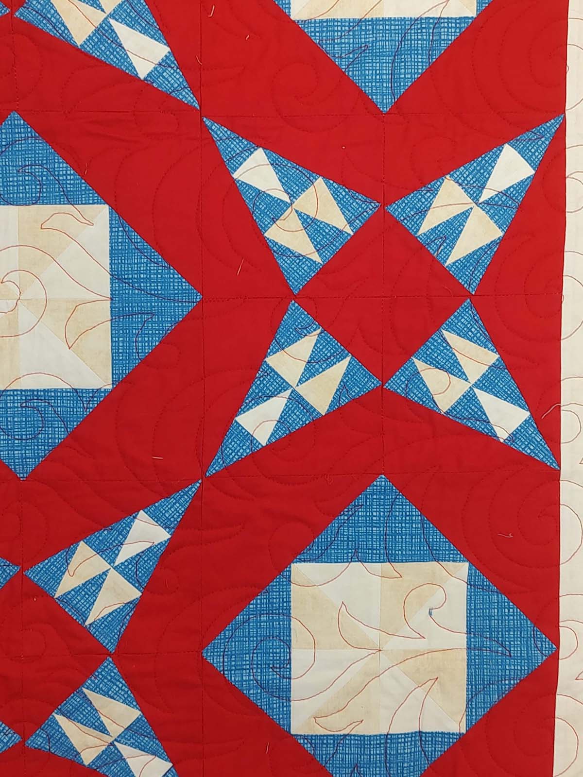 Pine Burr Patriotic Red White and Blue baby lap quilt