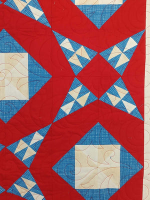 Pine Burr Patriotic Red White and Blue baby lap quilt