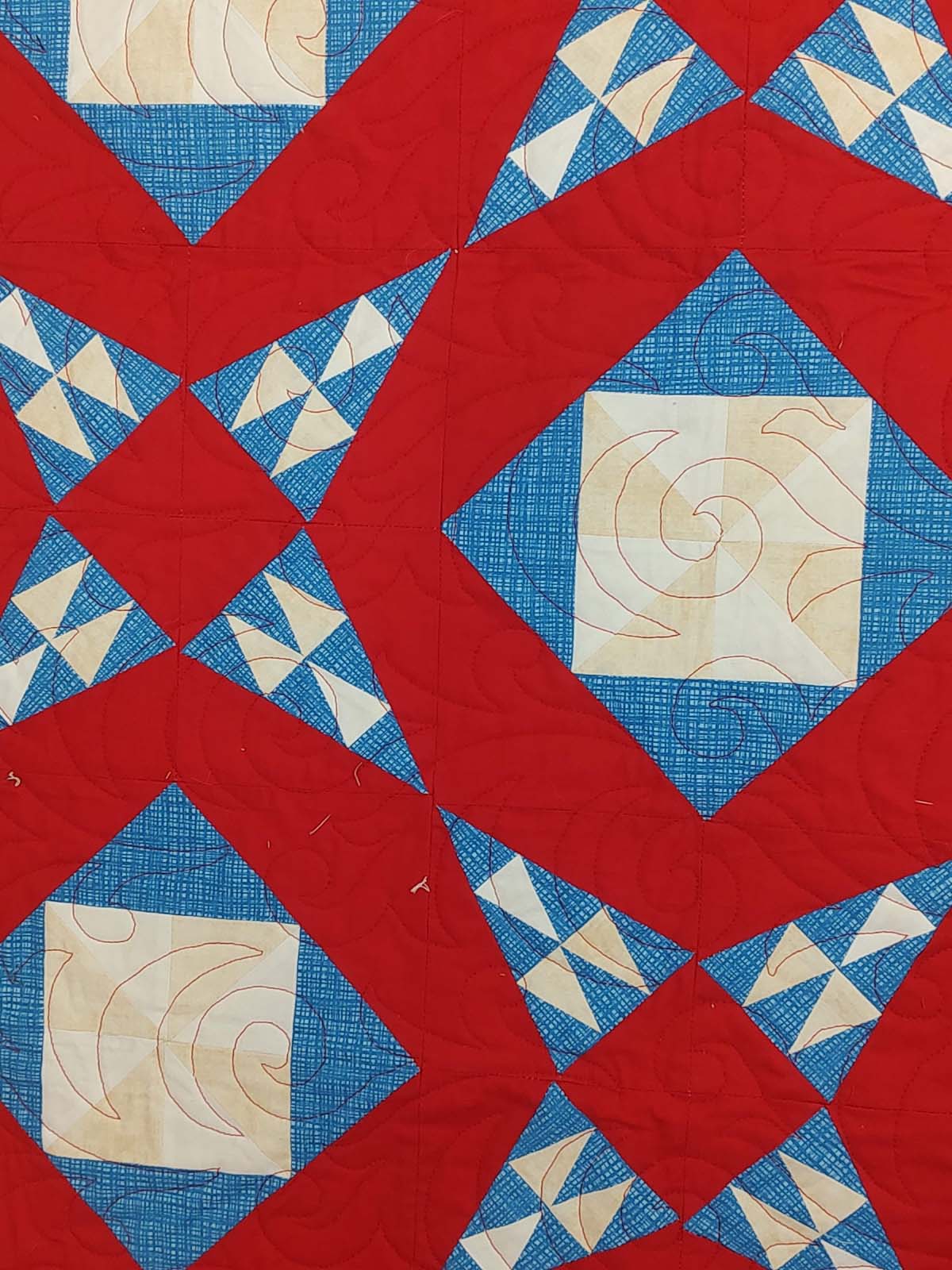 Pine Burr Patriotic Red White and Blue baby lap quilt
