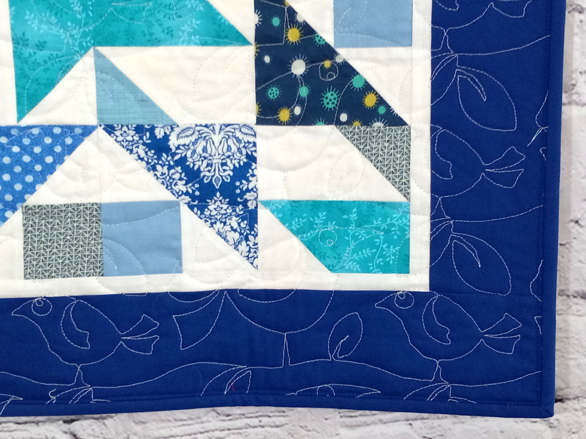 blue and turquoise Reflection baby quilt