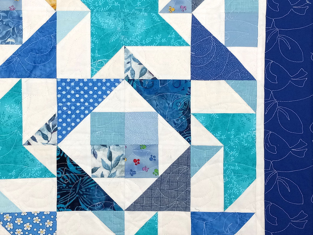 blue and turquoise Reflection baby quilt