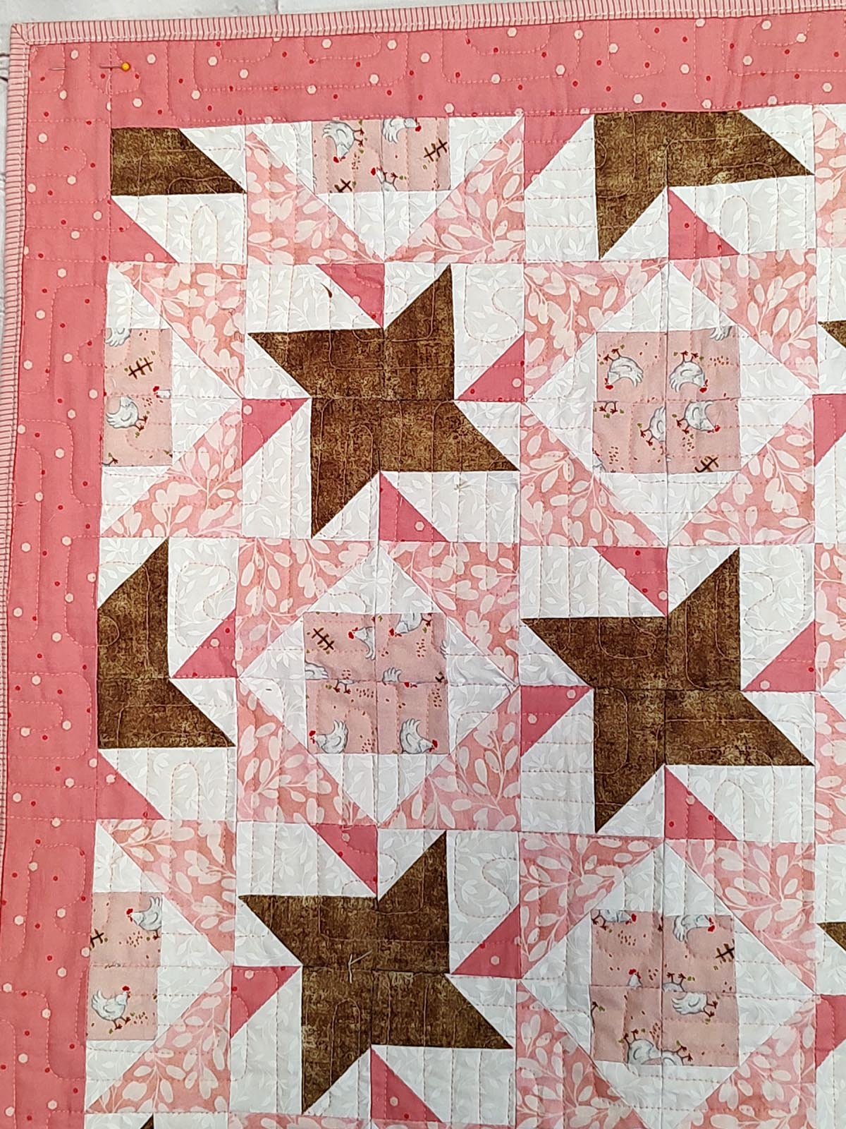 Chicken Reflections Modern baby wall hanging table topper quilt