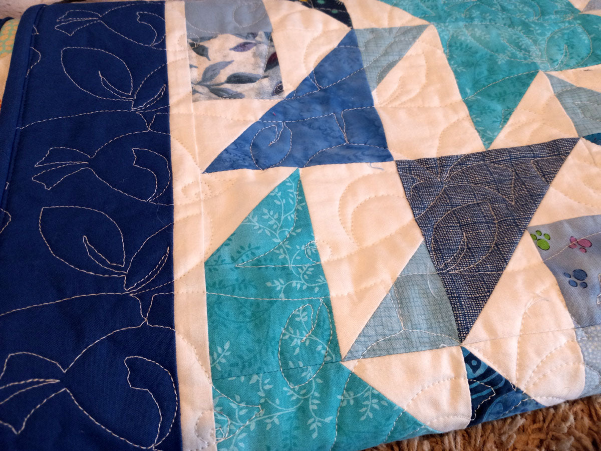 blue and turquoise Reflection baby quilt