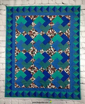 Card trick Blue and green and Singaporean floral baby lap quilt
