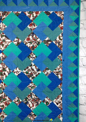 Card trick Blue and green and Singaporean floral baby lap quilt