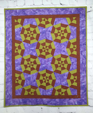 Brown Green and Purple Spider Web baby quilt