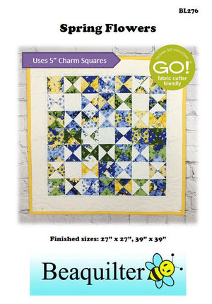BL276 Spring Flowers Quilt pattern 2 sizes charm pack and Accuquilt friendly