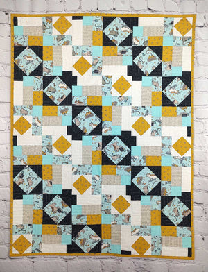 Stained glass computer cats modern baby lap quilt