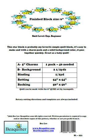 BL253 Stars Aligned Charm Pack 5" square Quilt pattern Accuquilt friendly rotary cutting included
