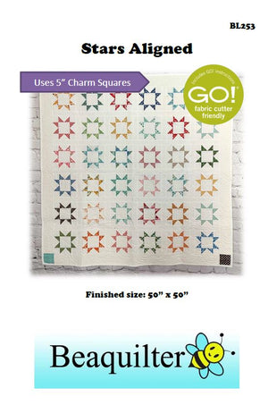 BL253 Stars Aligned Charm Pack 5" square Quilt pattern Accuquilt friendly rotary cutting included