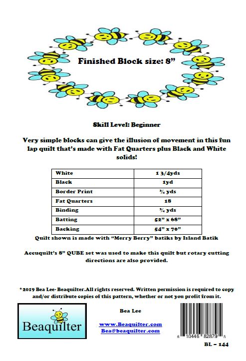 BL144 Stop n GO EASY Accuquilt friendly and fat quarter FQ friendly Quilt pattern, rotary cutting instructions included.
