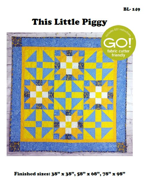 BL149 This Little Piggy Quilt Pattern PDF Accuquilt friendly in 2 sizes, rotary cutting instructions included.