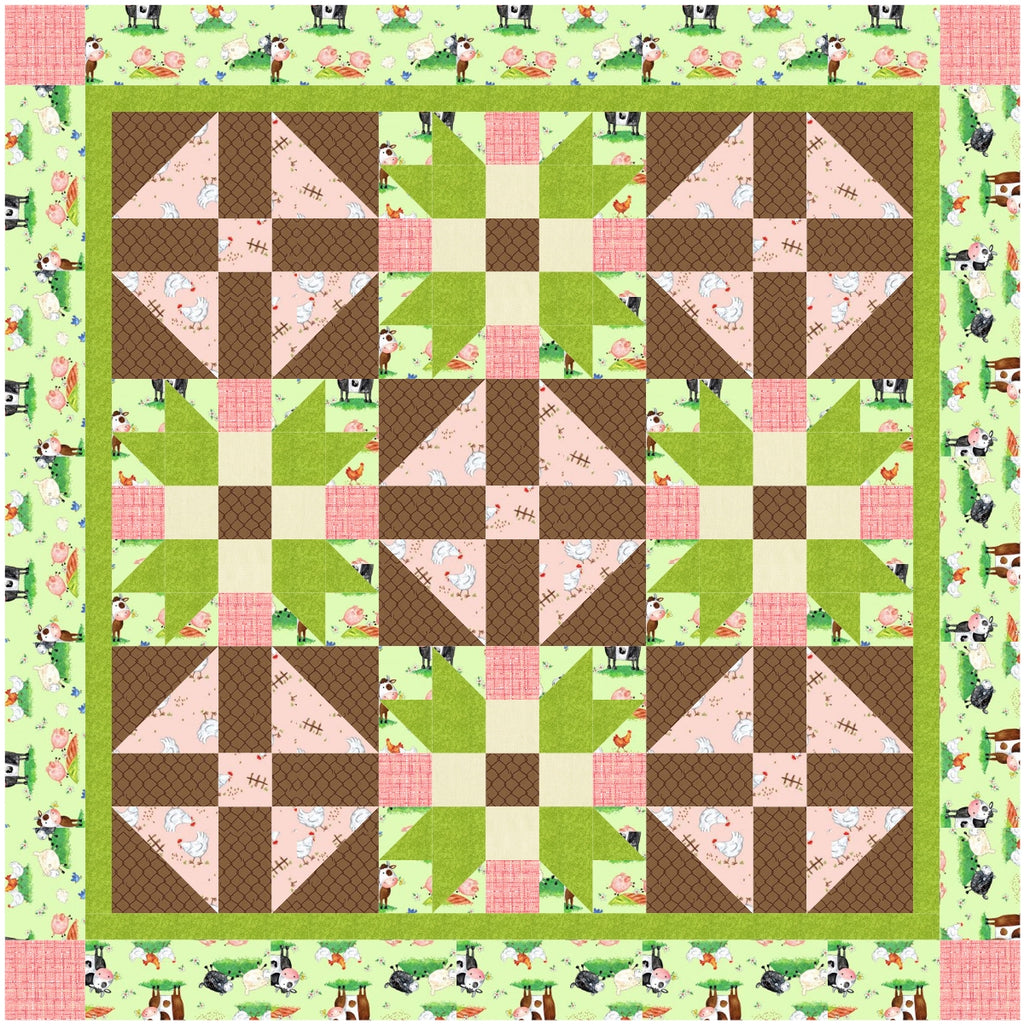 BL149 This Little Piggy Quilt Pattern PDF Accuquilt friendly in 2 sizes, rotary cutting instructions included.