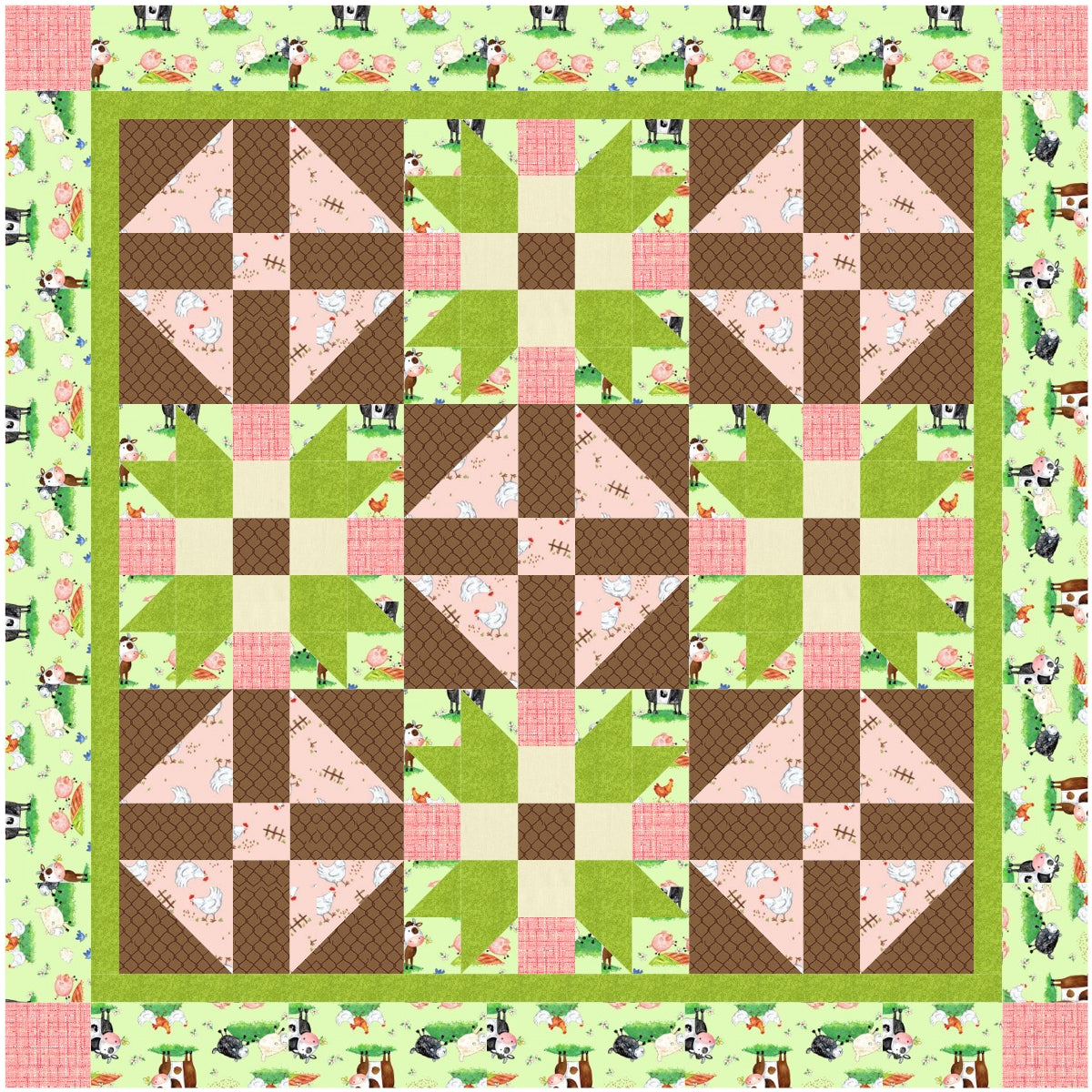 BL149 This Little Piggy Quilt Pattern PDF Accuquilt friendly in 2 sizes, rotary cutting instructions included.