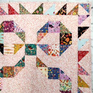 Tied with a bow Pink floral baby wall hanging quilt