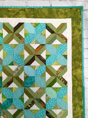 Mosaics Scrappy Green and Turquoise baby boy lap quilt