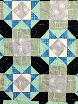 Turquoise and Grey Underwater Stars Modern baby lap quilt