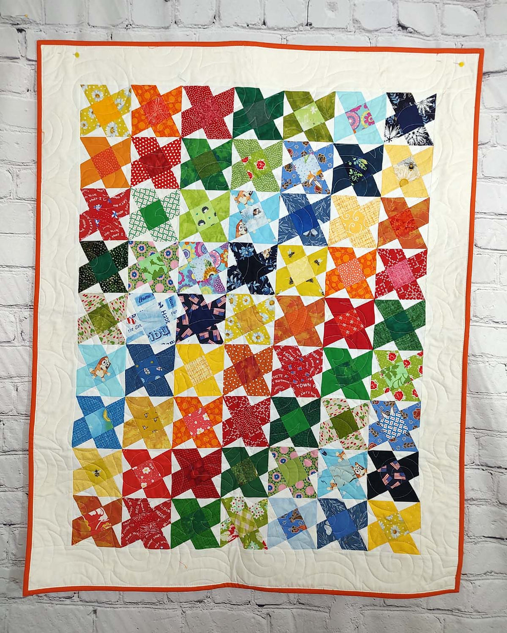 Washington's Puzzle Scrappy rainbow baby lap quilt