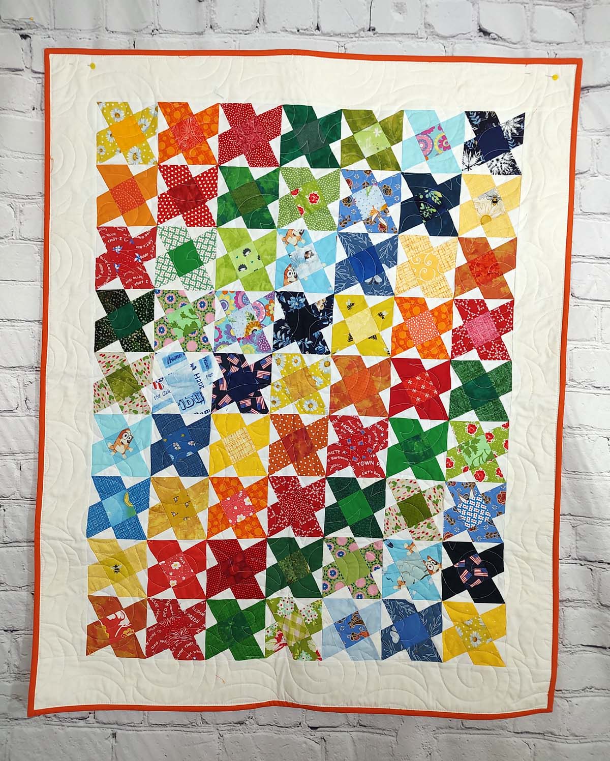 Washington's Puzzle Scrappy rainbow baby lap quilt