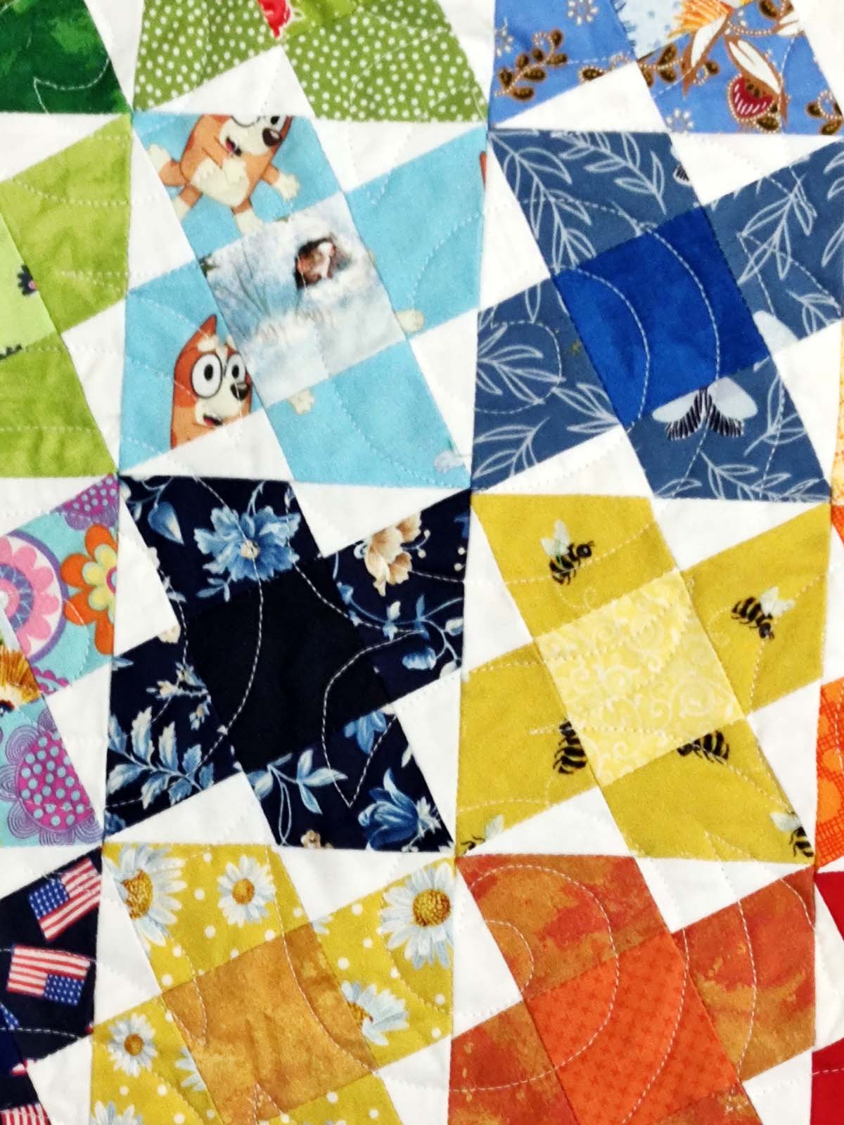 Washington's Puzzle Scrappy rainbow baby lap quilt