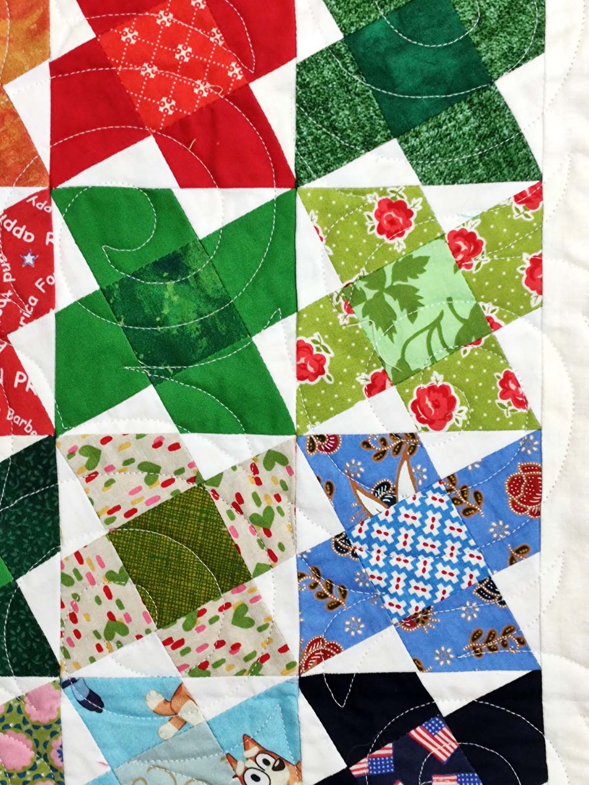 Washington's Puzzle Scrappy rainbow baby lap quilt