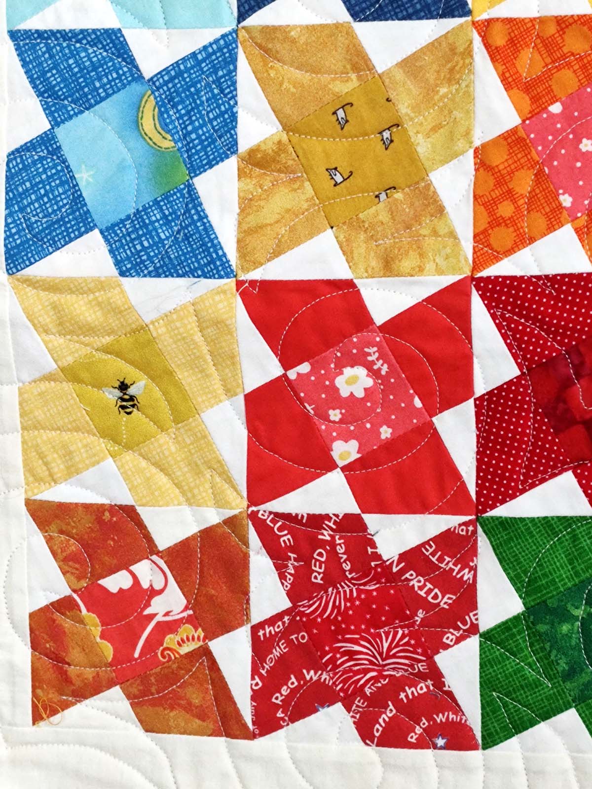 Washington's Puzzle Scrappy rainbow baby lap quilt