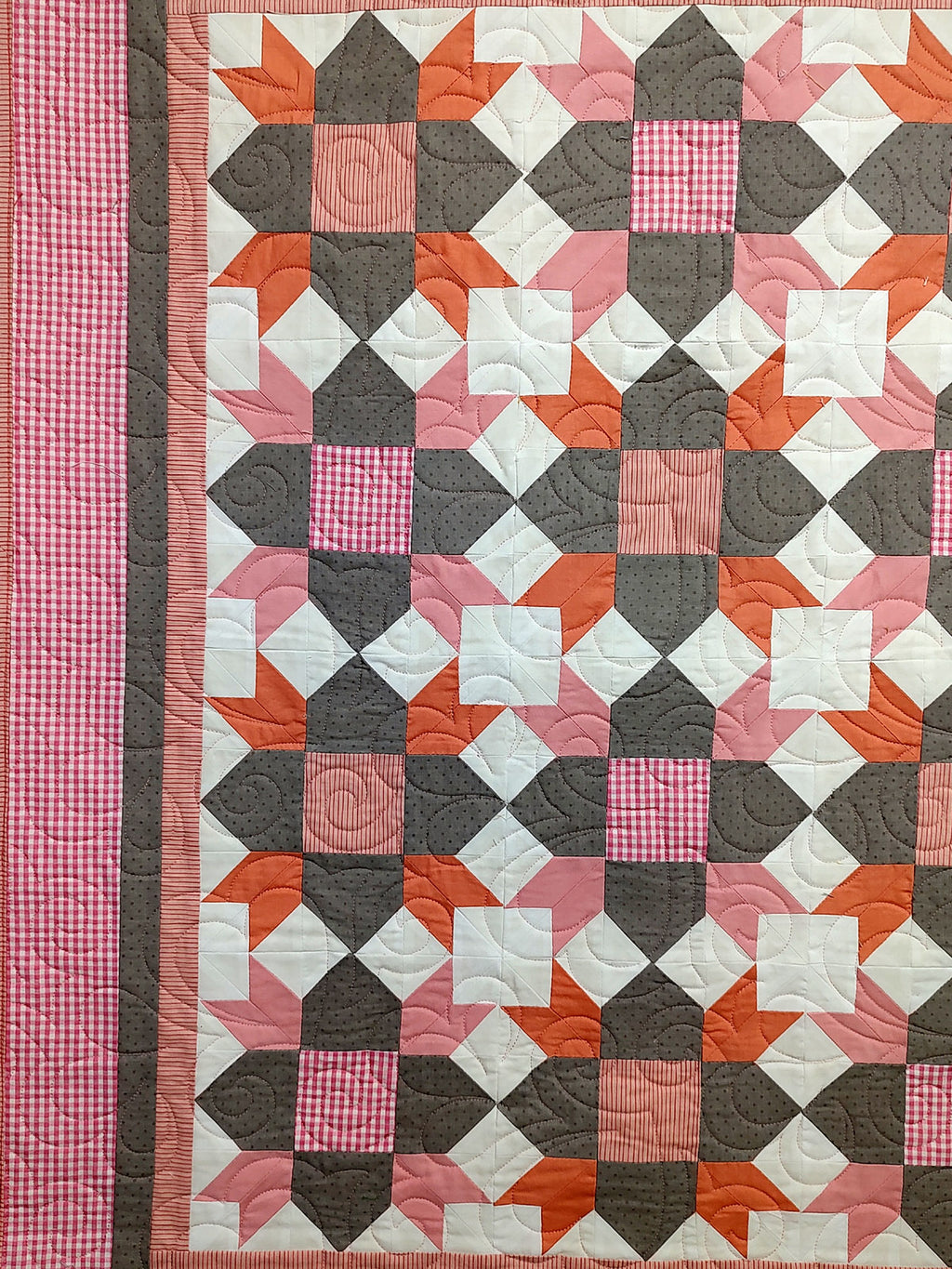 Pink Grey and White Weathervane Baby Lap quilt
