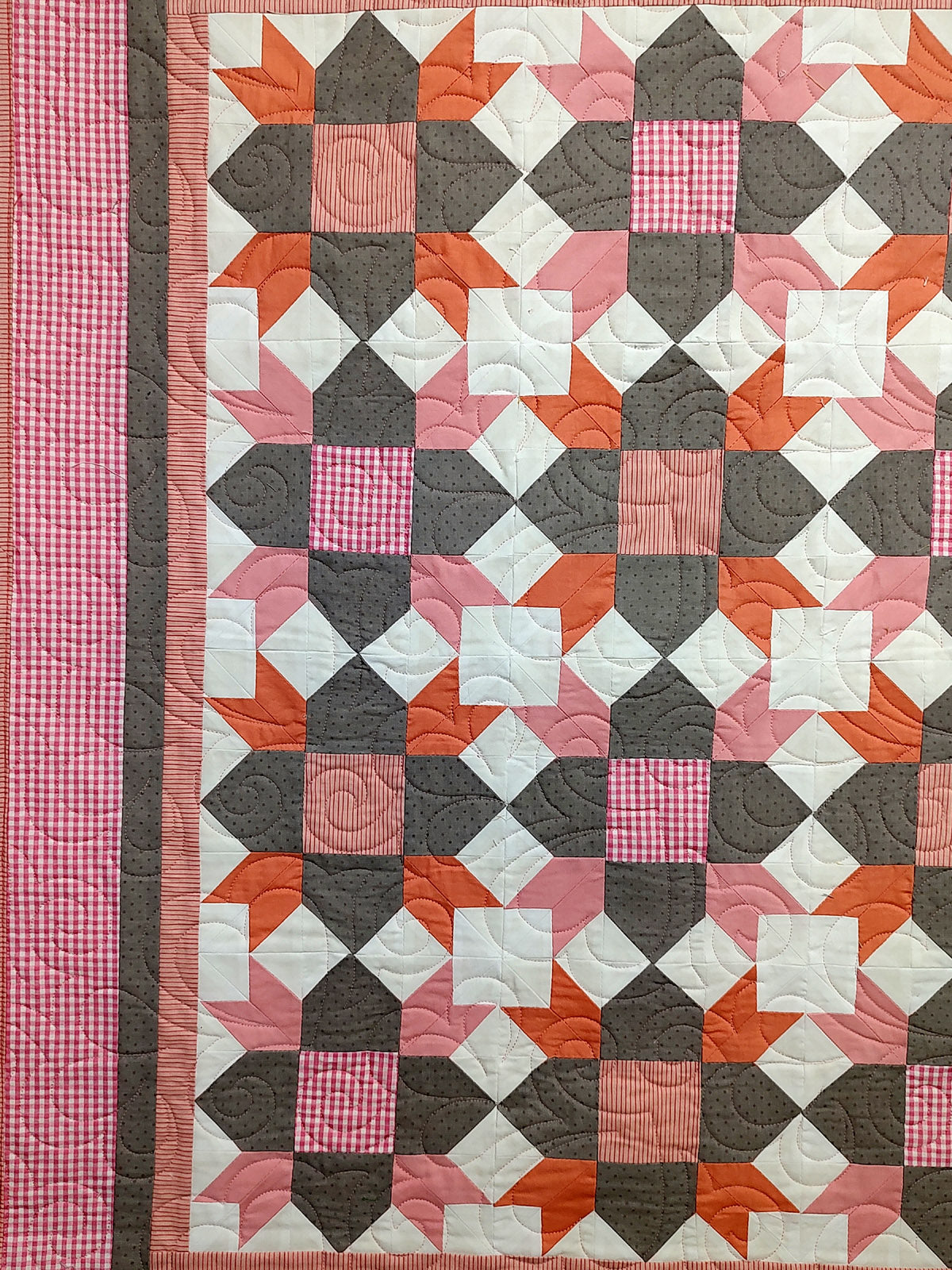 Pink Grey and White Weathervane Baby Lap quilt
