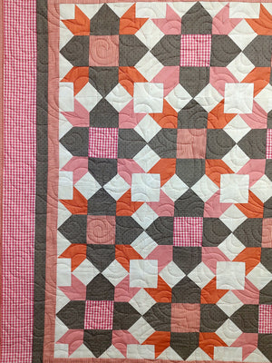 Pink Grey and White Weathervane Baby Lap quilt