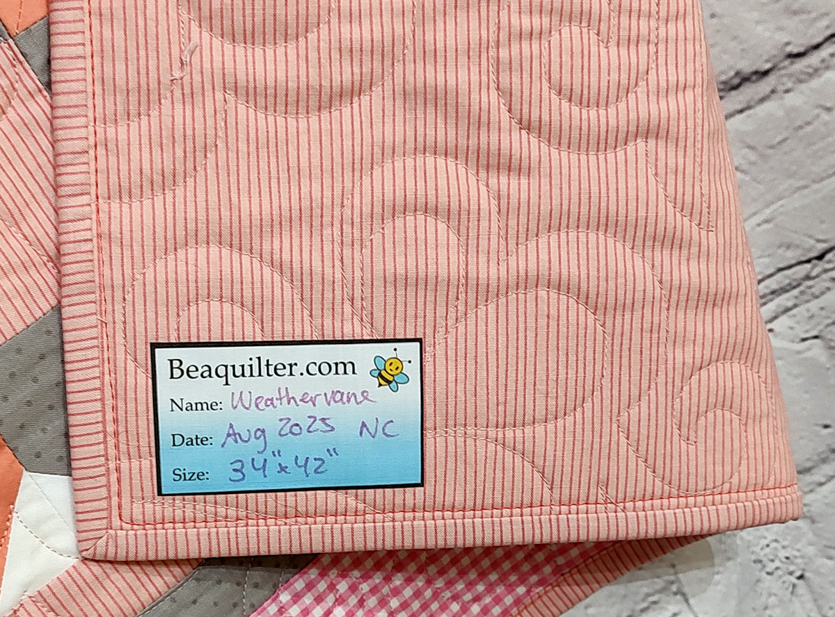 Pink Grey and White Weathervane Baby Lap quilt